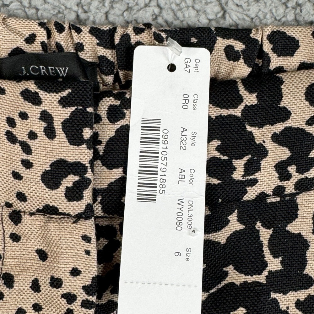 J. Crew Pants Womens 6 Leopard Print High Rise Peyton Linen Blend Wide Leg NWT - Picture 12 of 16